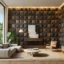 3D Geometric Wall Paneling Ideas for Contemporary Living Room Feature Walls