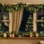 Creative Christmas Window Frame Decor Ideas with Greenery and Lights