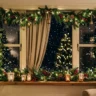 Creative Christmas Window Frame Decor Ideas with Greenery and Lights