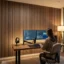 Vertical Slatted Wood Acoustic Wall Panels for Home Office Soundproofing
